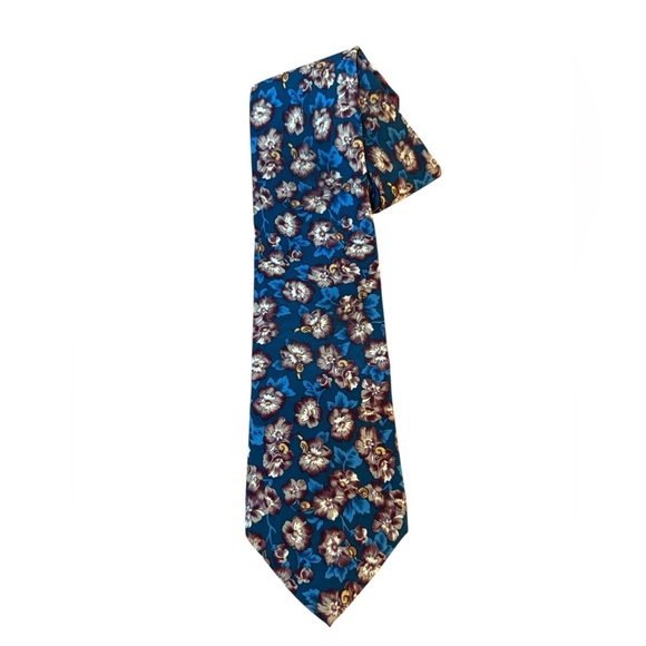Christian Dior Blue Floral Silk Tie - Picture 1 of 3